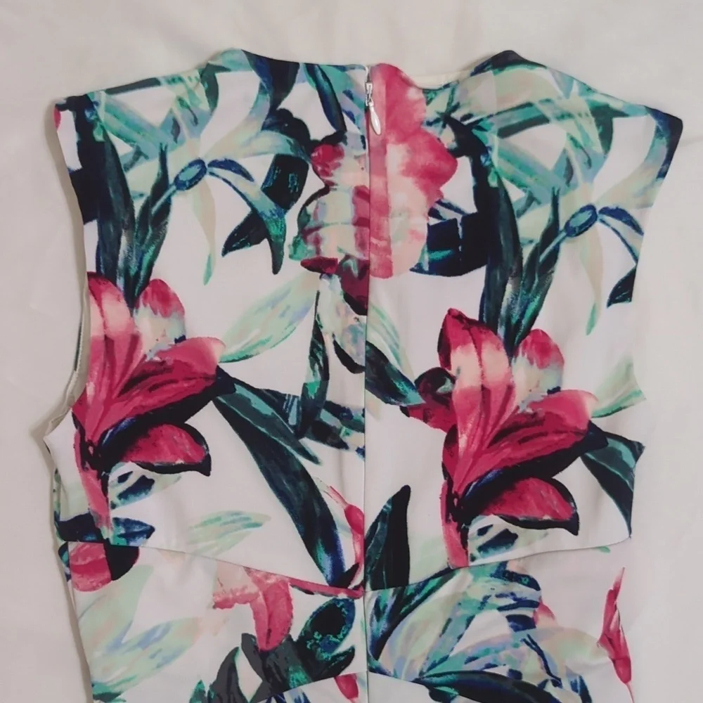 White House Black Market Sleeveless Mini Dress, Color White/Floral Size 0 - Picture 11 of 13